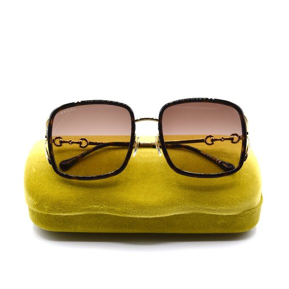 NEW GUCCI GG1016SK 003 HAVANA GOLD BROWN GRADIENT AUTHENTIC SUNGLASSES - Picture 11 of 13